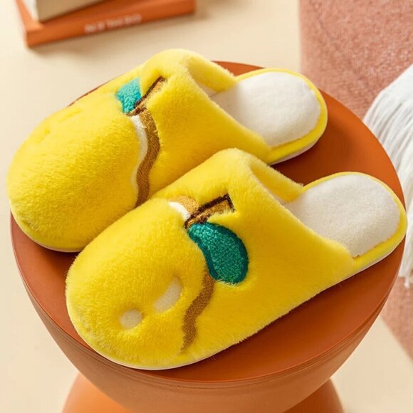 Shoes - NWT Plush Pear Fruit Fuzzy Slippers